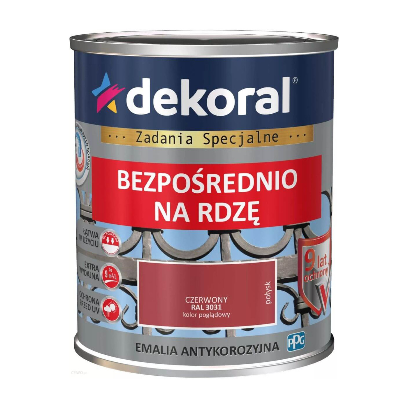 Emalia Antykorozyjna Czerwony Połysk 0.65L RAL 3031 Dekoral
