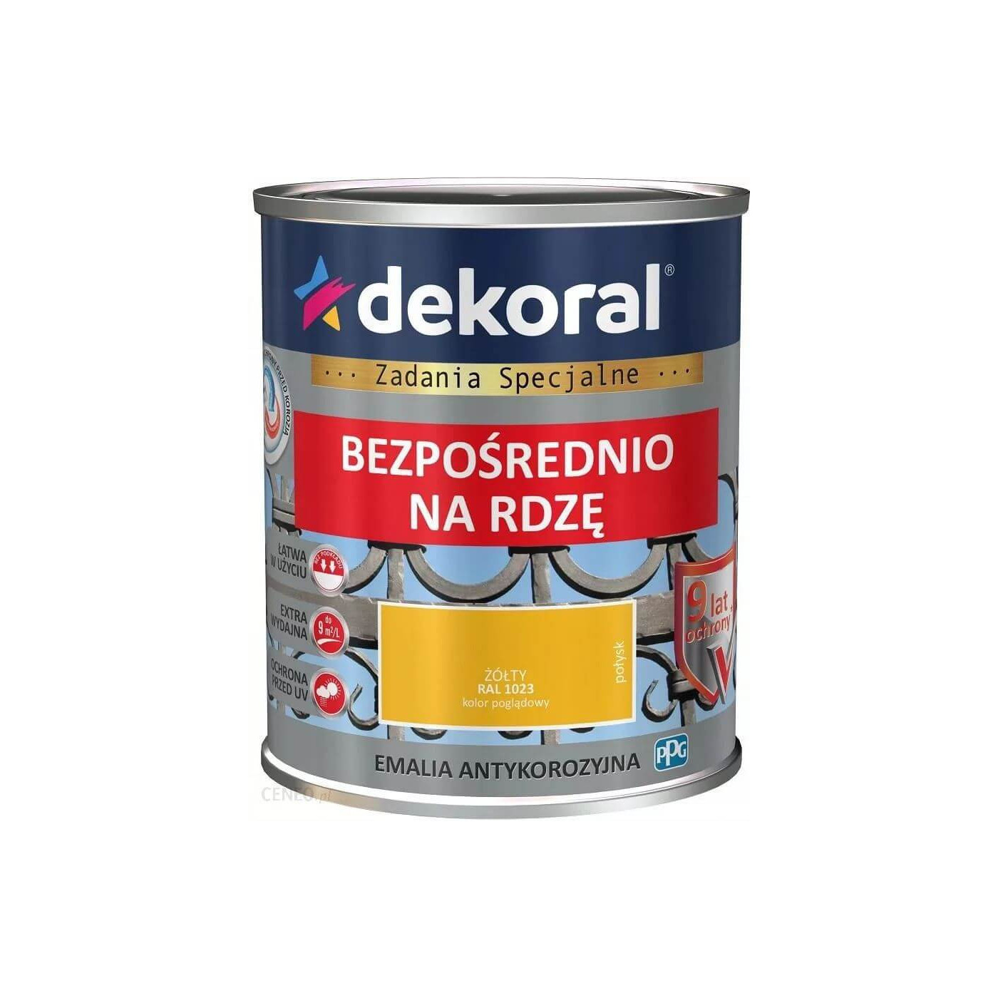 Emalia Antykorozyjna Żółty 0.65L Połysk RAL 1023 Dekoral