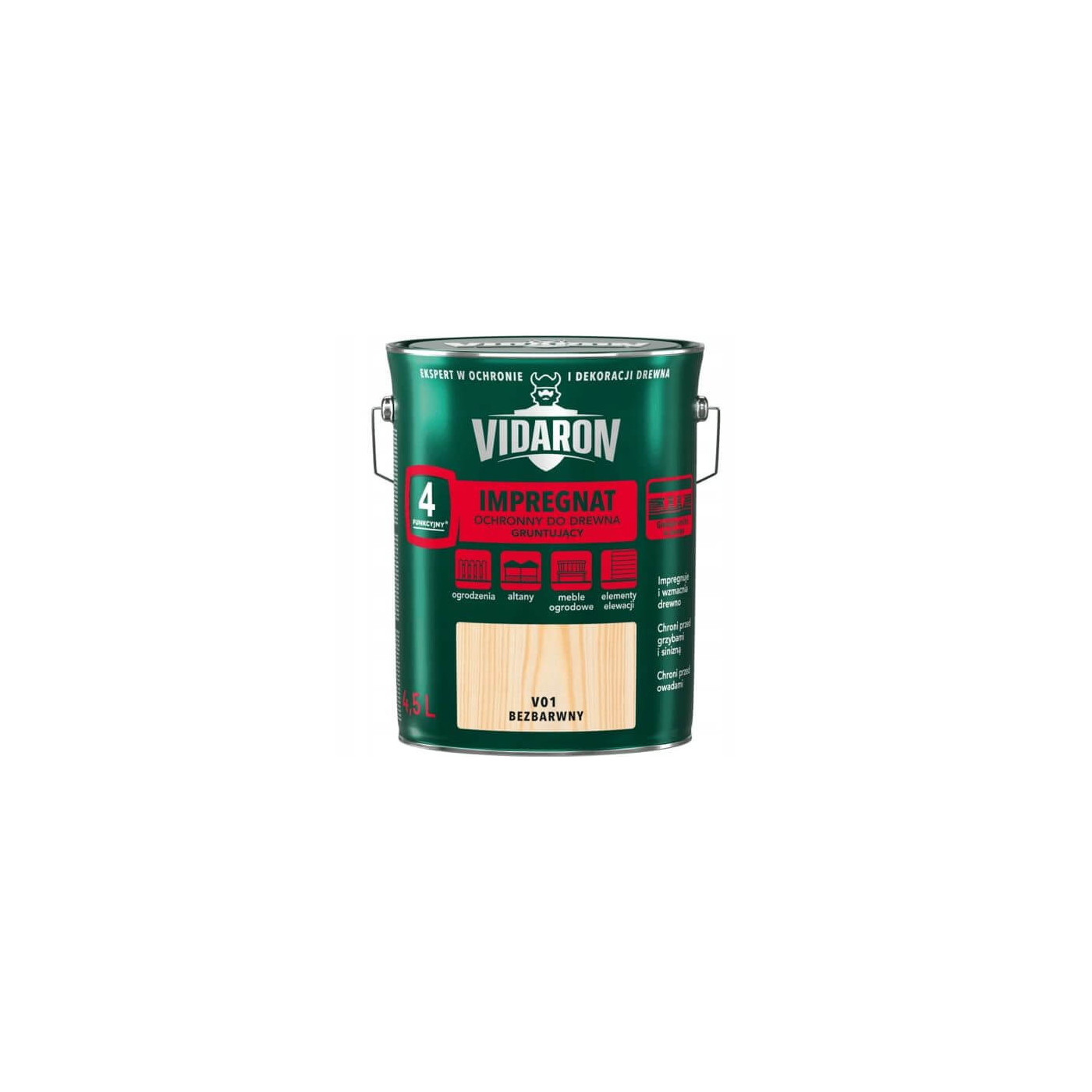 Impregnat Ochronny - Gruntujący V01 Bezbarwny 4,5L Vidaron