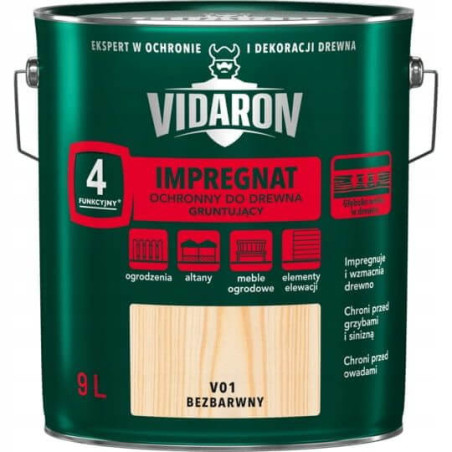 Impregnat Ochronny - Gruntujący V01 Bezbarwny 9L Vidaron