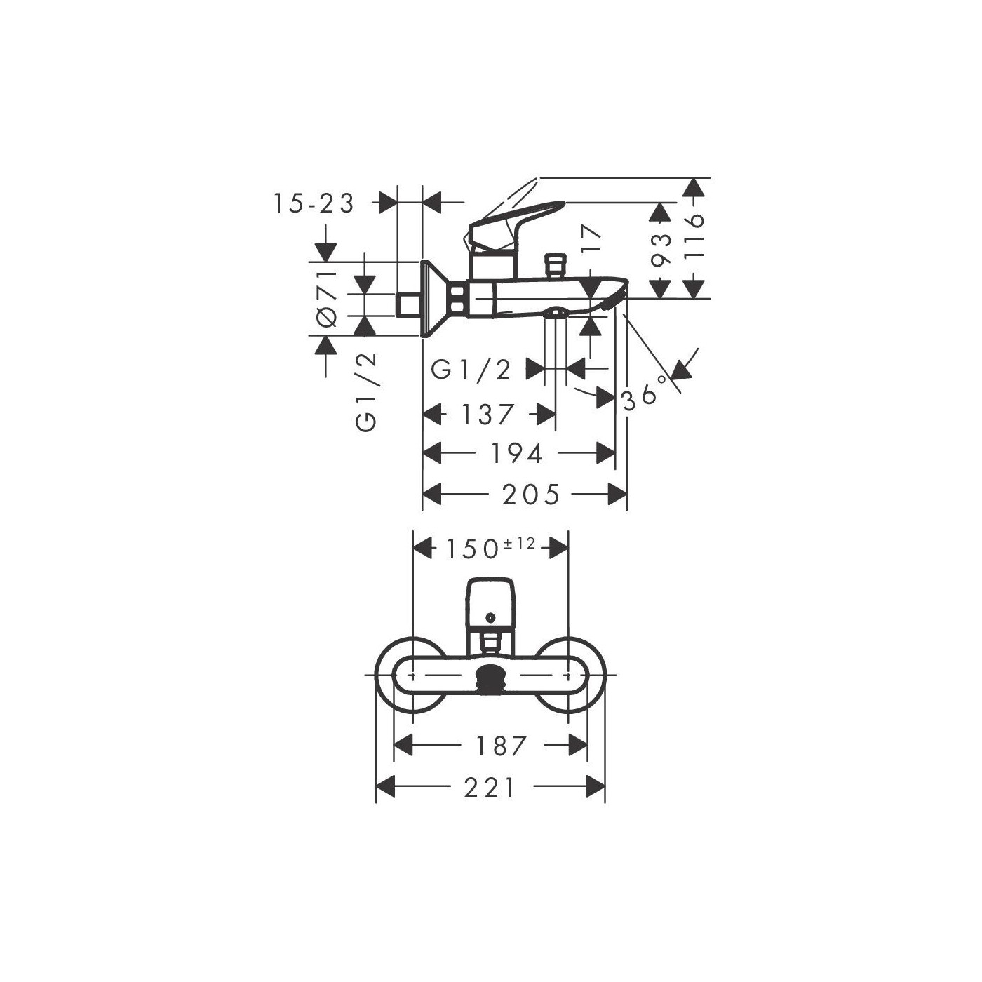 Bateria Wannowa Natynkowa Logis Czarny Mat 71400670 Hansgrohe