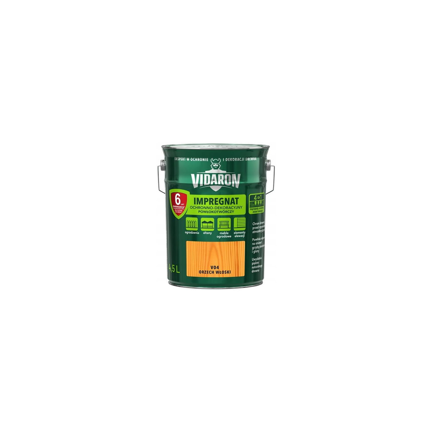 Impregnat Ochronno-Dekoracyjny Powłokotwórczy V04 Orzech Włoski 4,5L Vidaron