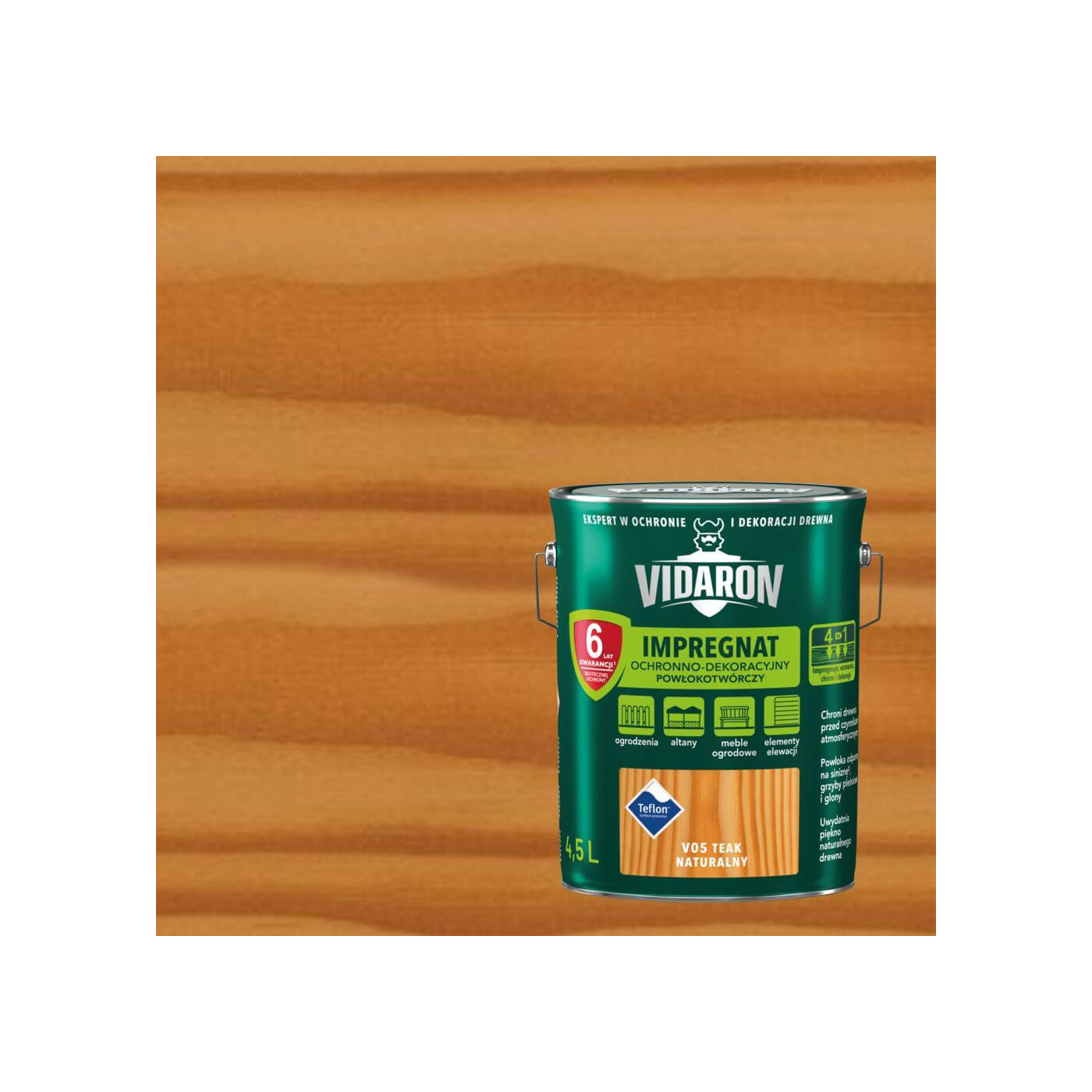 Impregnat Ochronno-Dekoracyjny Powłokotwórczy V05 Teak Naturalny 4,5L Vidaron