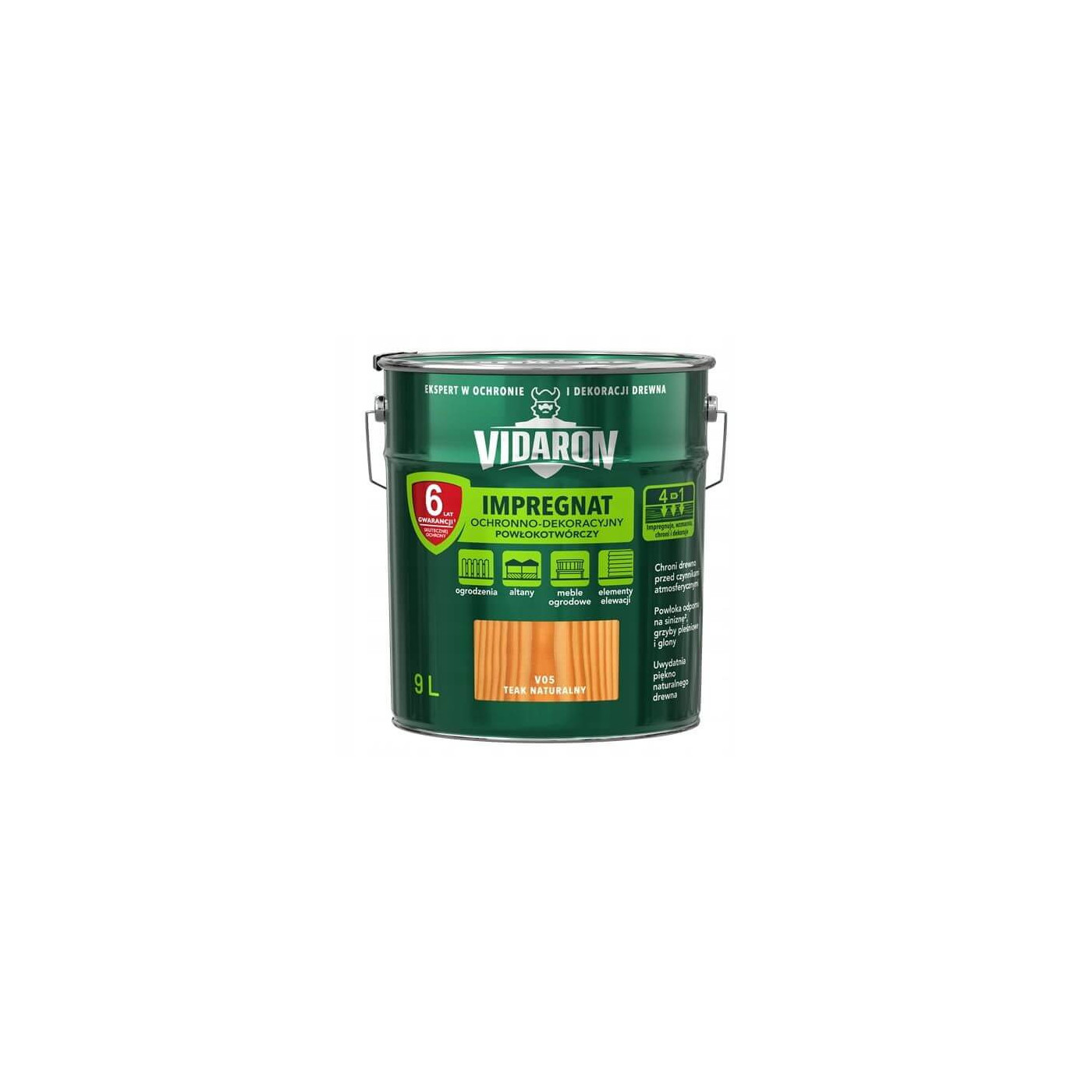 Impregnat Ochronno-Dekoracyjny Powłokotwórczy V05 Teak Naturalny 9L Vidaron