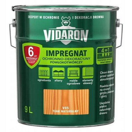 Impregnat Ochronno-Dekoracyjny Powłokotwórczy V05 Teak Naturalny 9L Vidaron