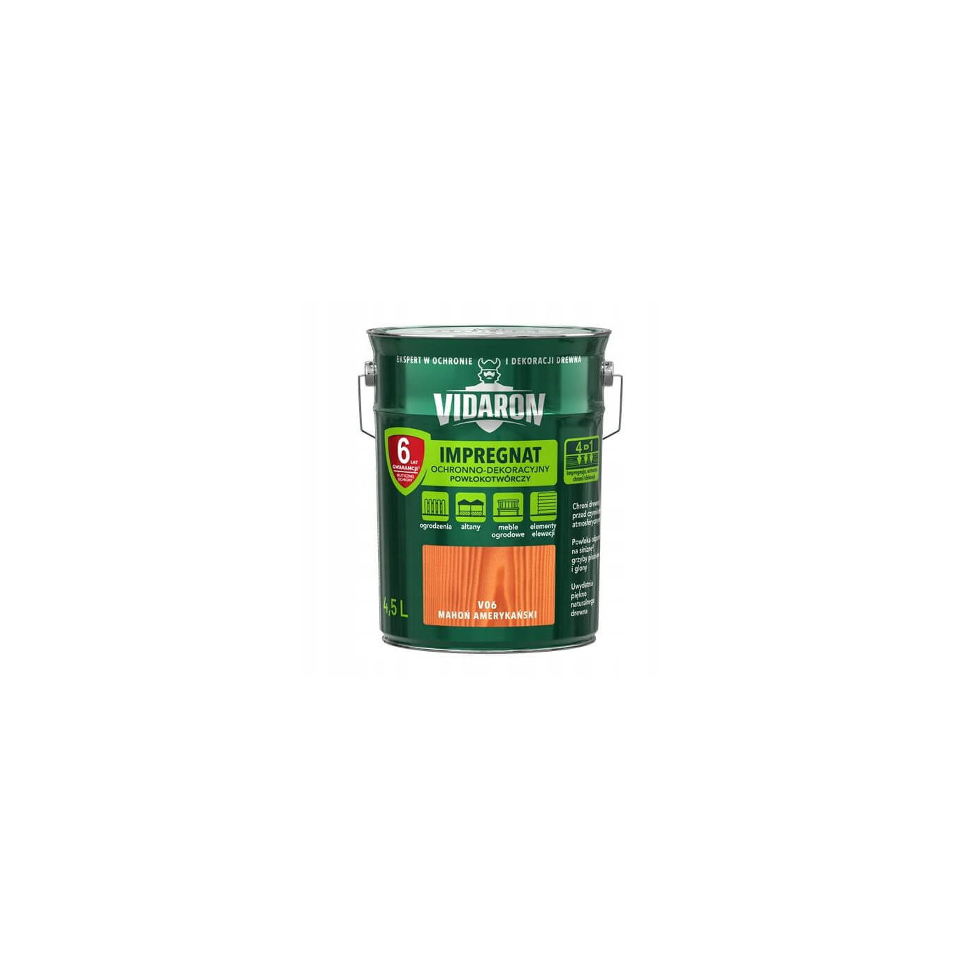 Impregnat Ochronno-Dekoracyjny Powłokotwórczy V06 Mahoń Amerykański 4,5L Vidaron