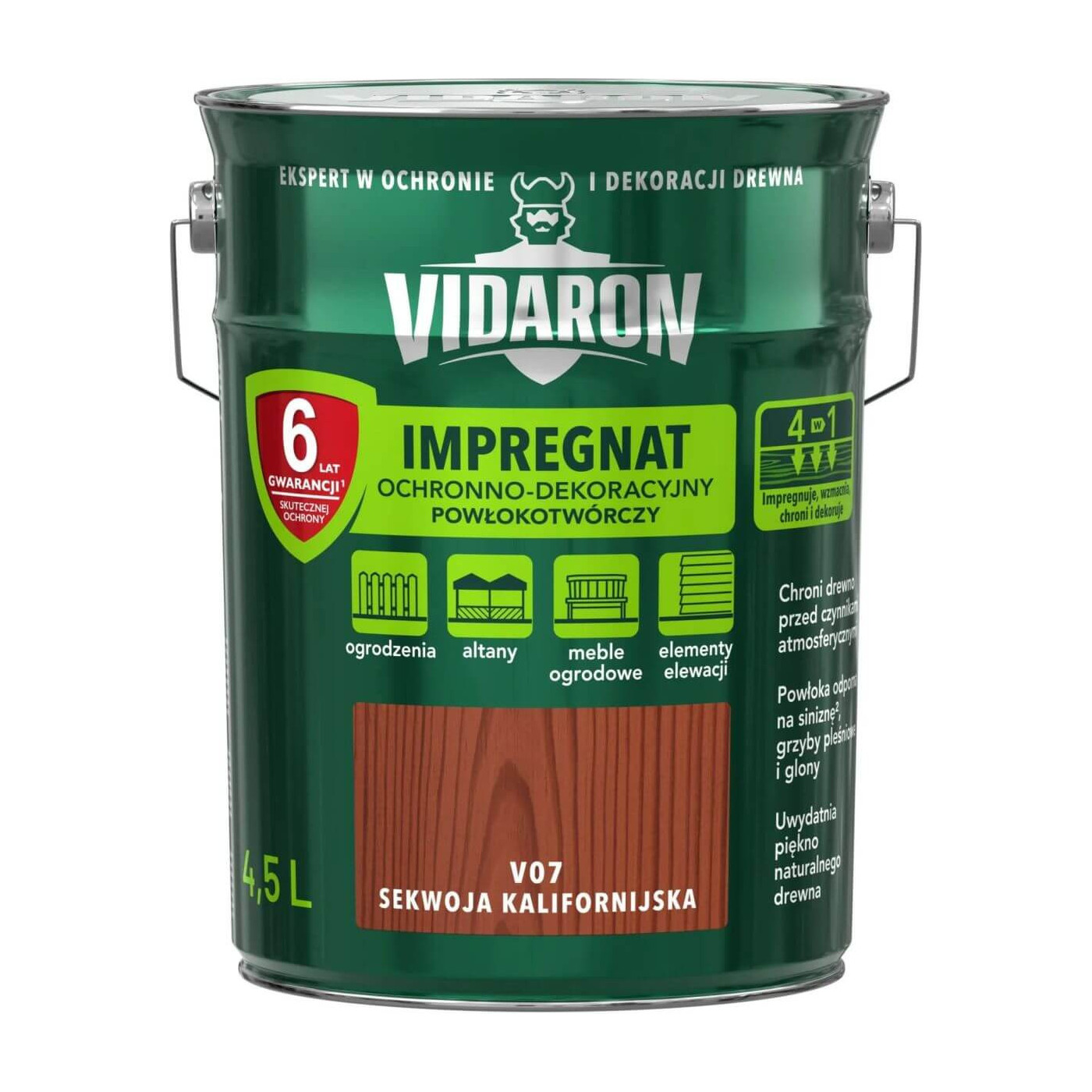 Impregnat Ochronno-Dekoracyjny Powłokotwórczy V07 Sekwoja Kalifornijska 4,5L Vidaron