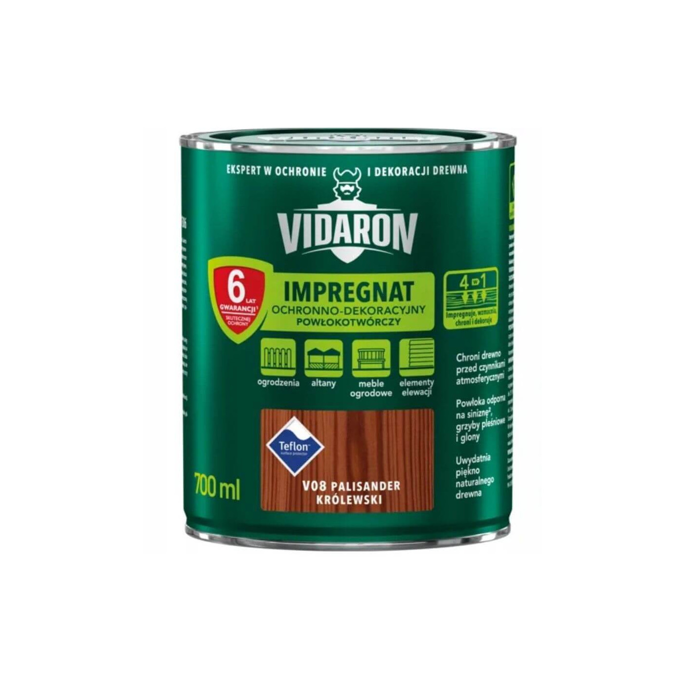 Impregnat Ochronno-Dekoracyjny Powłokotwórczy V08 Palisander Królewski 0,7L Vidaron