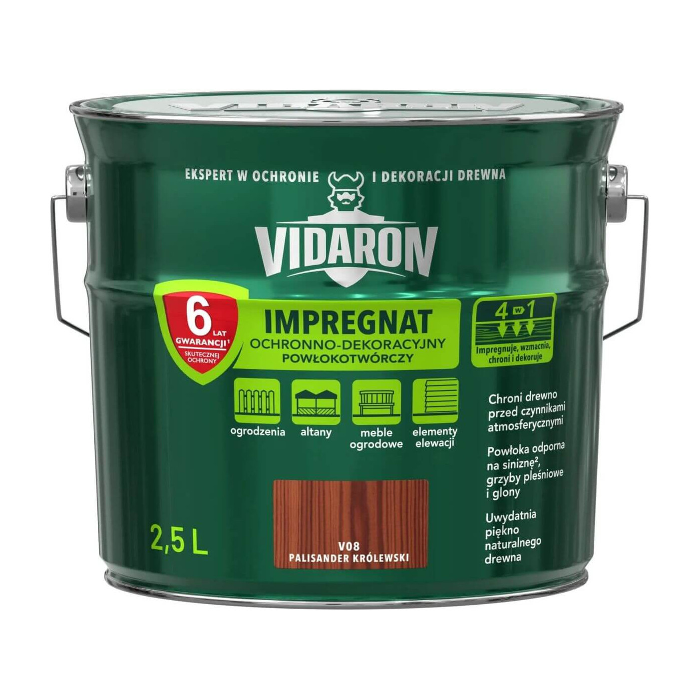 Impregnat Ochronno-Dekoracyjny Powłokotwórczy V08 Palisander Królewski 2,5L Vidaron