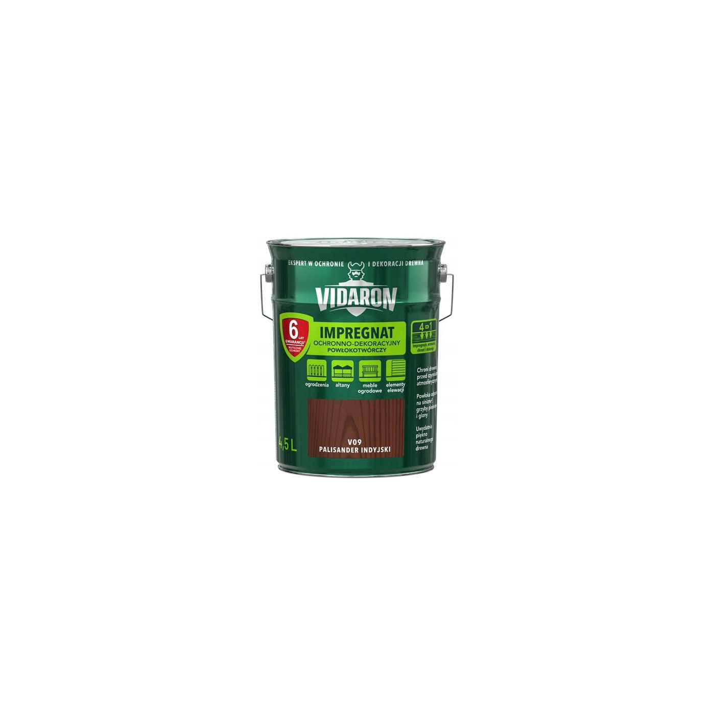 Impregnat Ochronno-Dekoracyjny Powłokotwórczy V09 Palisander Indyjski 4,5L Vidaron