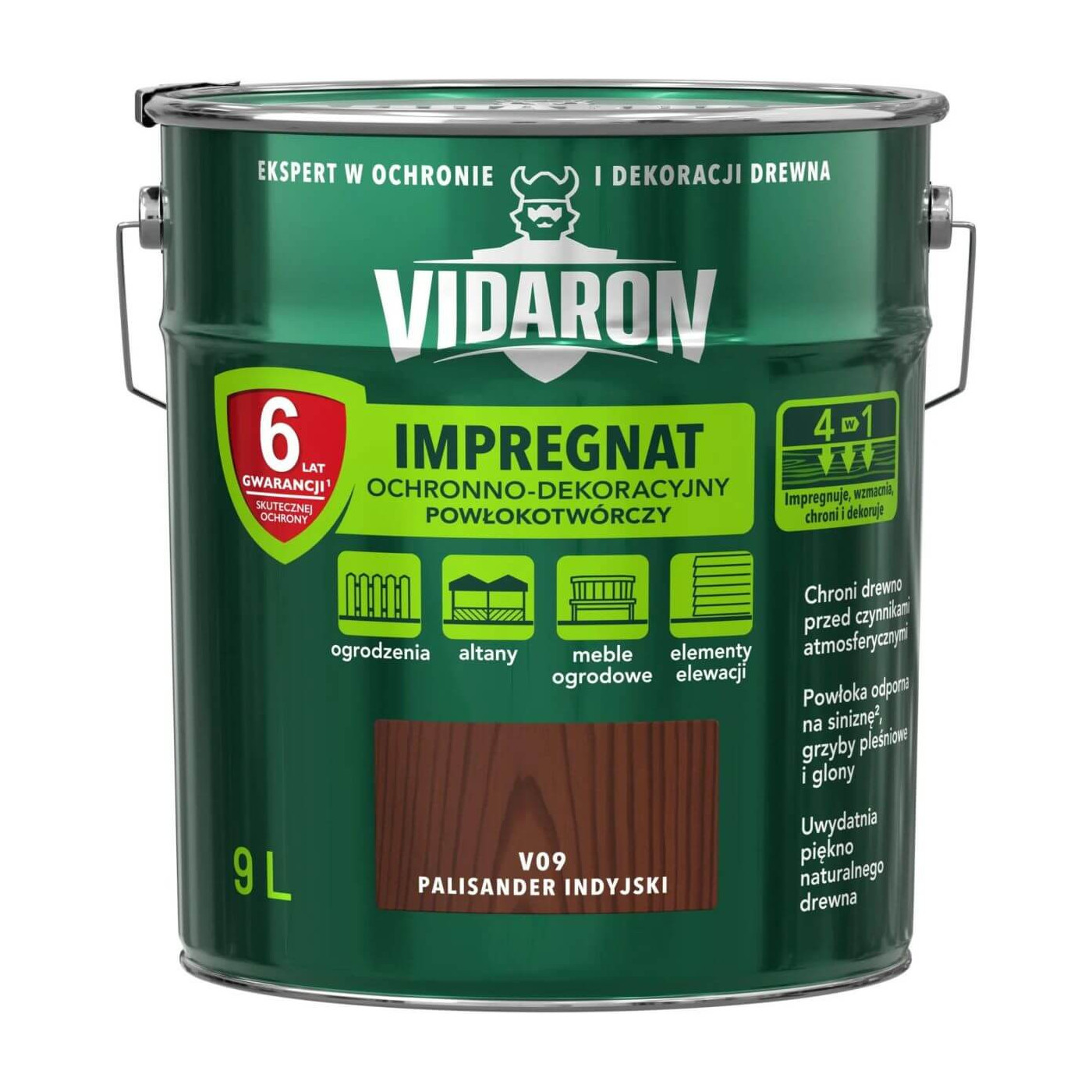 Impregnat Ochronno-Dekoracyjny Powłokotwórczy V09 Palisander Indyjski 9L Vidaron