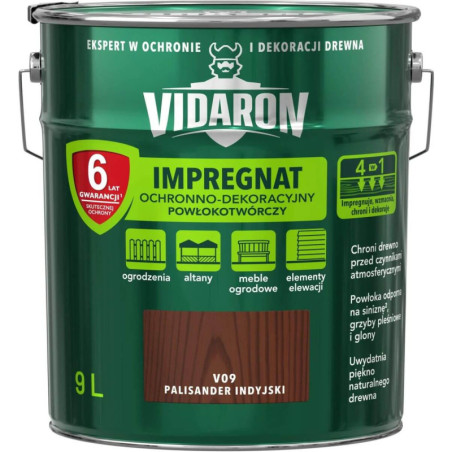 Impregnat Ochronno-Dekoracyjny Powłokotwórczy V09 Palisander Indyjski 9L Vidaron