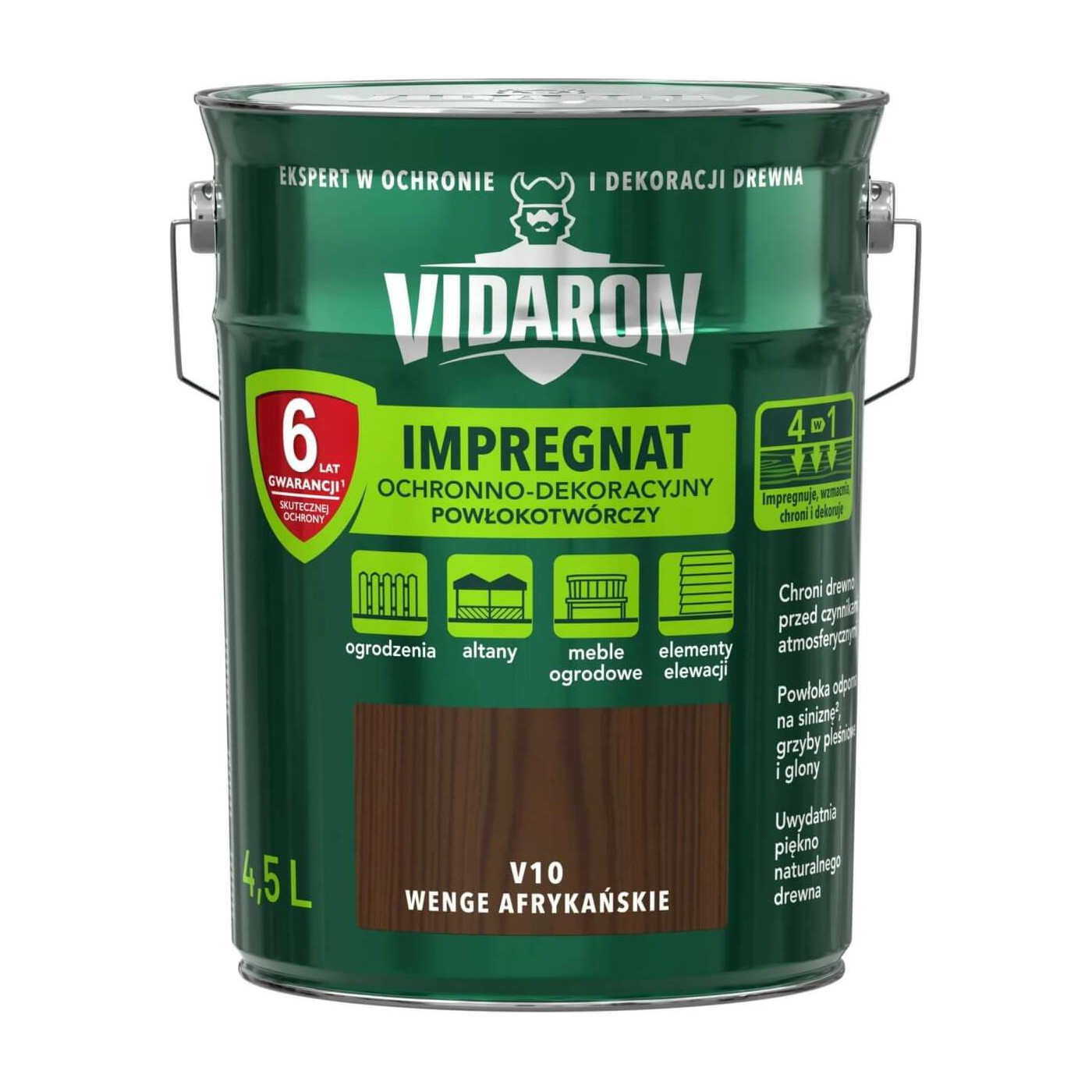 Impregnat Ochronno-Dekoracyjny Powłokotwórczy V10 Wenge Afrykańskie 4,5L Vidaron