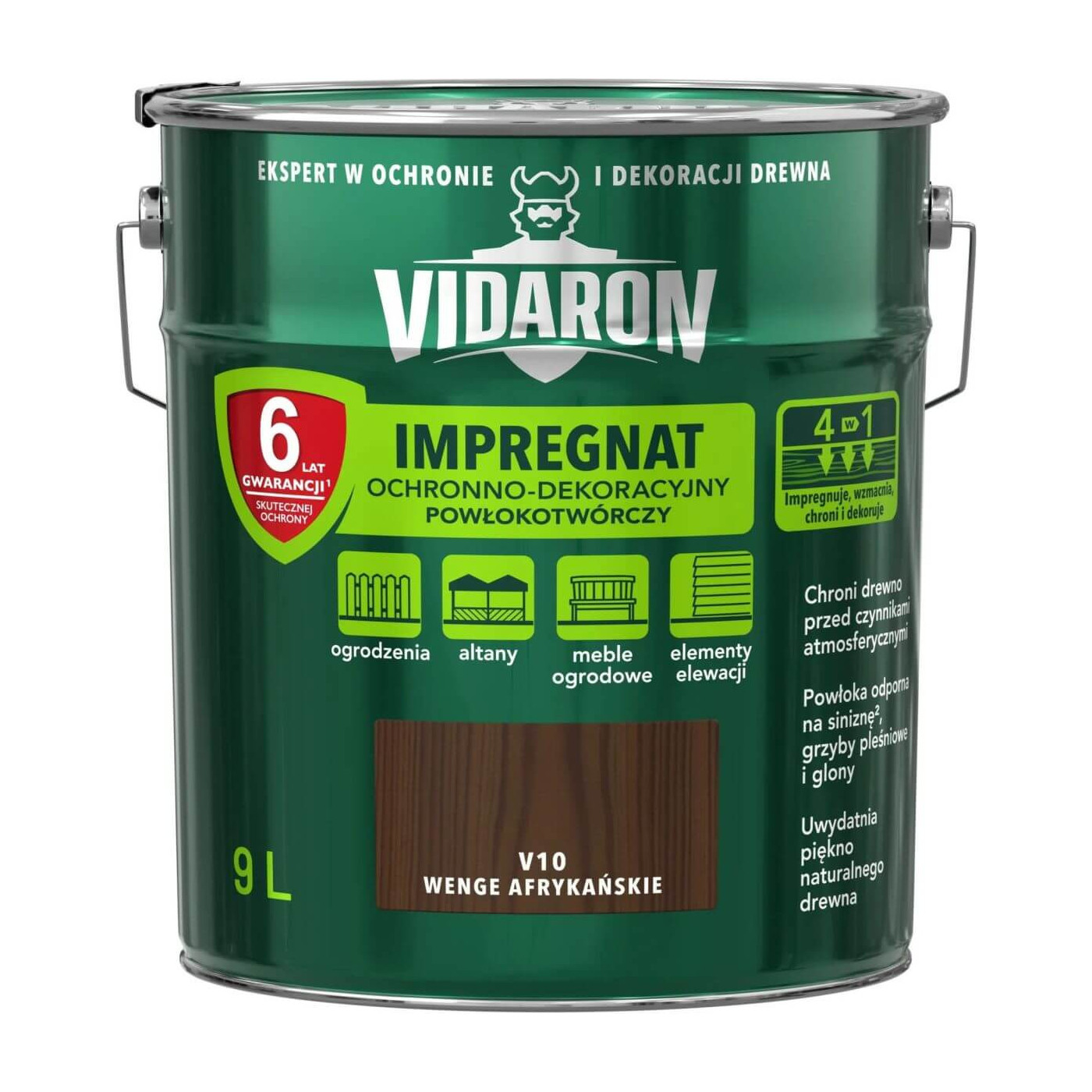 Impregnat Ochronno-Dekoracyjny Powłokotwórczy V10 Wenge Afrykańskie 9L Vidaron