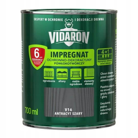 Impregnat Ochronno-Dekoracyjny Powłokotwórczy V16 Antracyt Szary 0,7L Vidaron