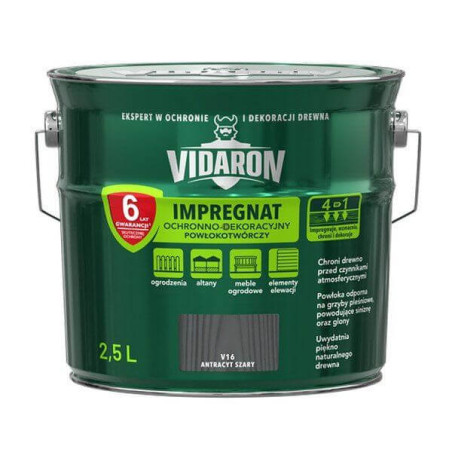 Impregnat Ochronno-Dekoracyjny Powłokotwórczy V16 Antracyt Szary 2,5L Vidaron
