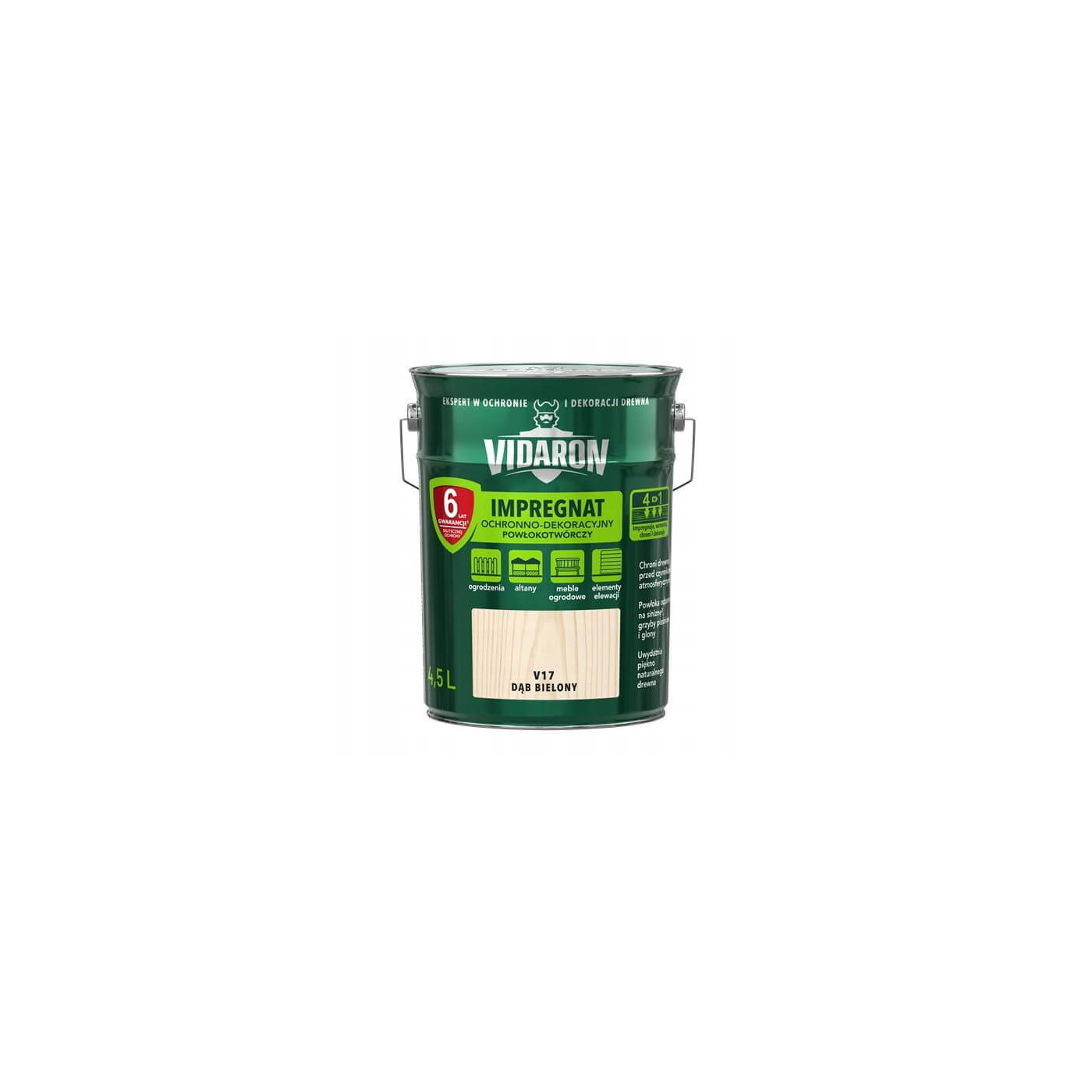 Impregnat Ochronno-Dekoracyjny Powłokotwórczy V17 Dąb Bielony 4,5L Vidaron