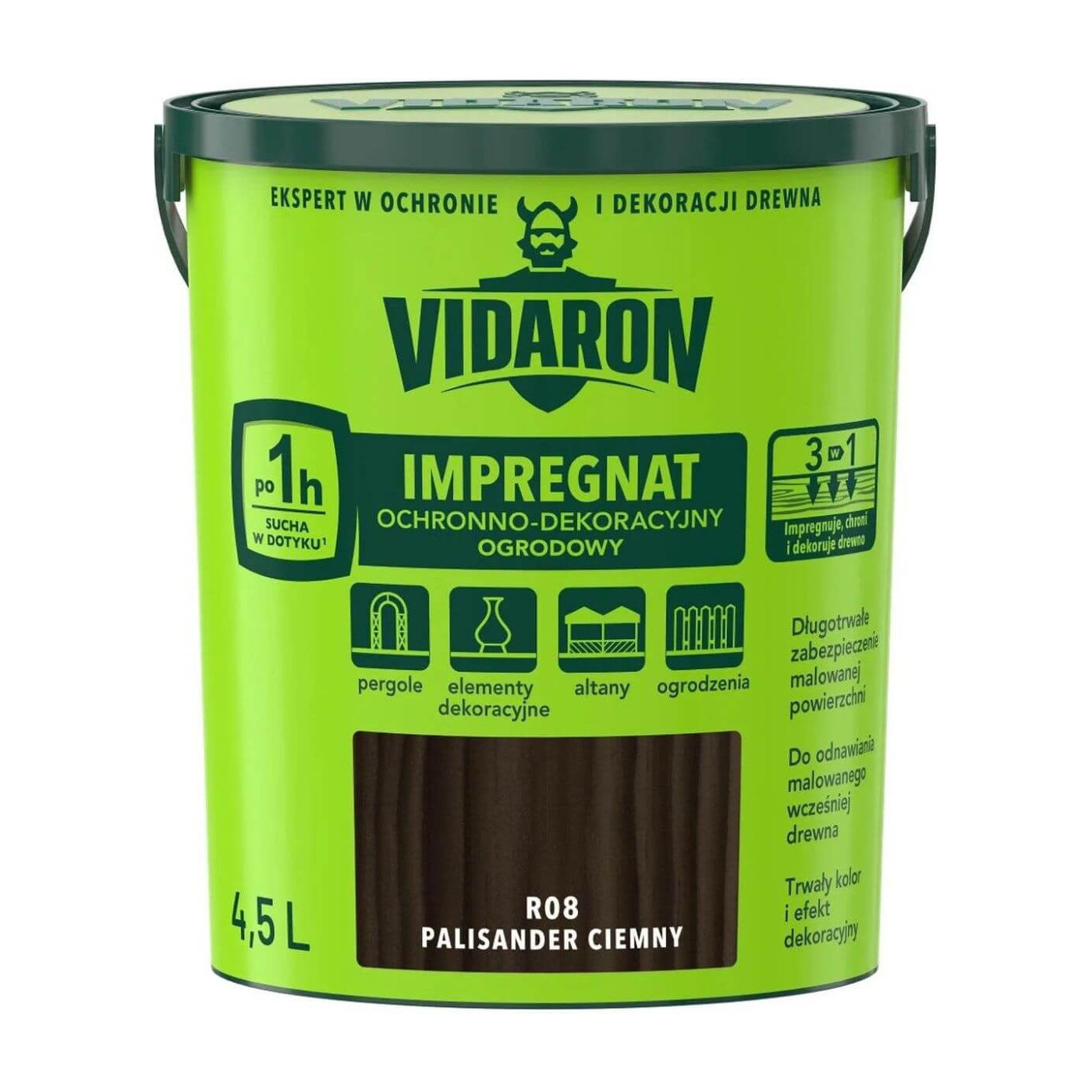 Impregnat Ochronno Dekoracyjny Ogrodowy Palisander Ciemny R08 4,5 L Vidaron
