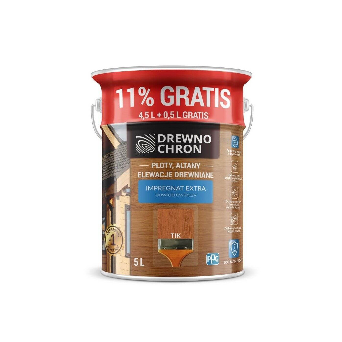 Impregnat Extra Powłokotwórczy Tikowy 4,5L+11% Drewnochron