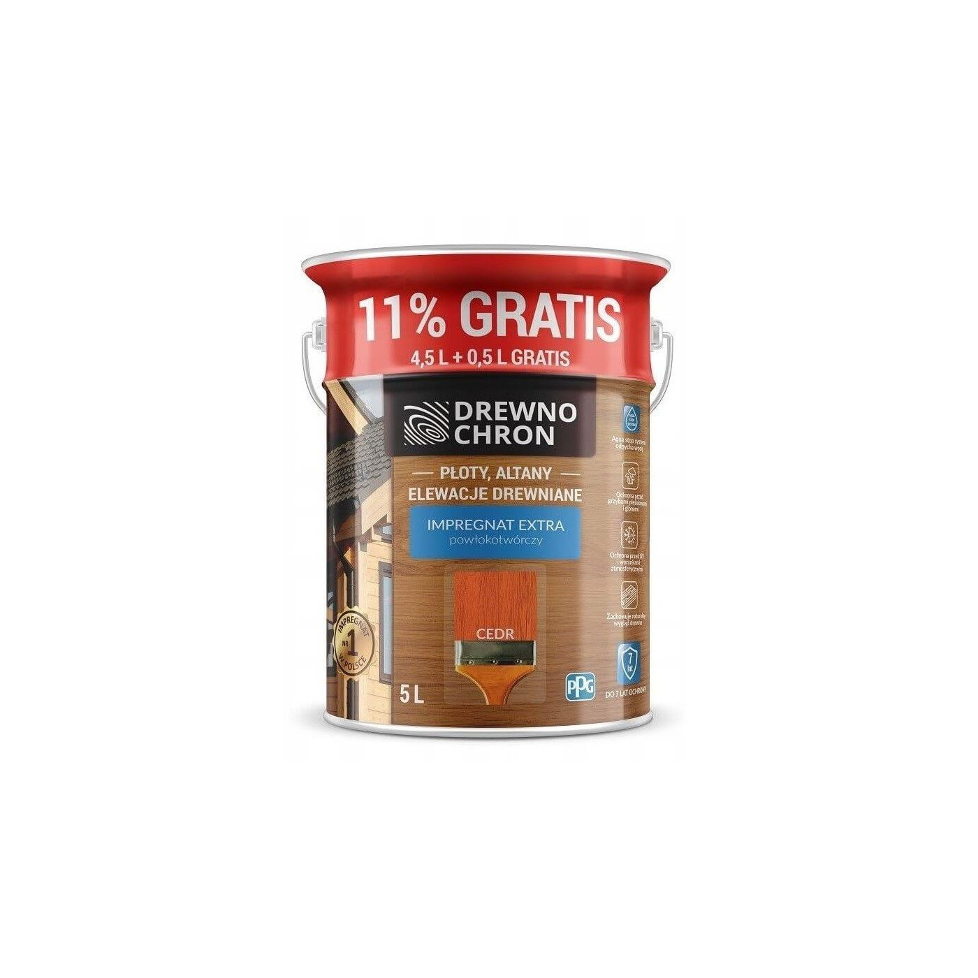 Impregnat Extra Powłokotwórczy Cedr 4,5L+11% Drewnochron