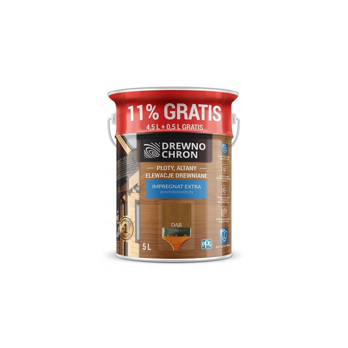 Impregnat Extra Powłokotwórczy Dąb 4,5L+11% Drewnochron