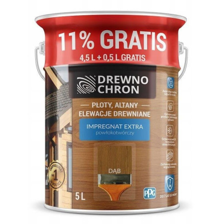 Impregnat Extra Powłokotwórczy Dąb 4,5L+11% Drewnochron