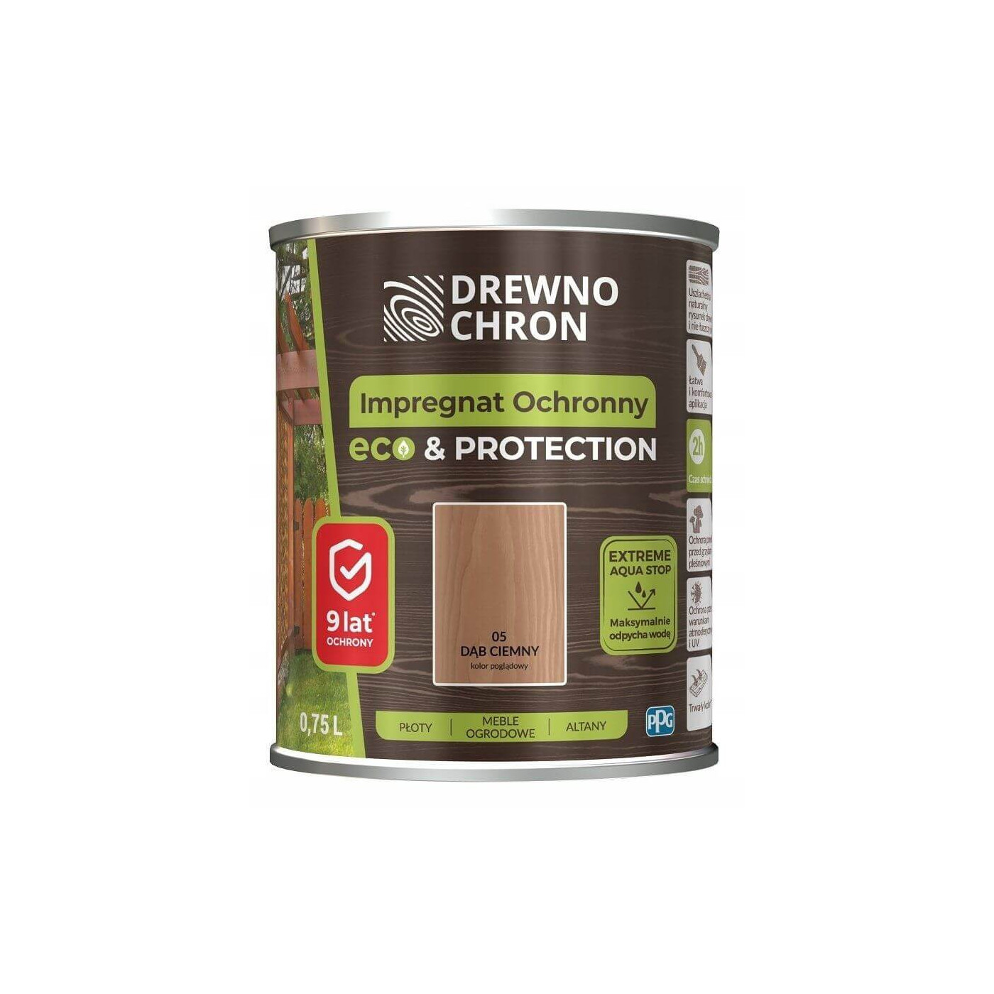 Impregnat Ochronny Eco&Protection Dąb Ciemny 0.75L Drewnochron
