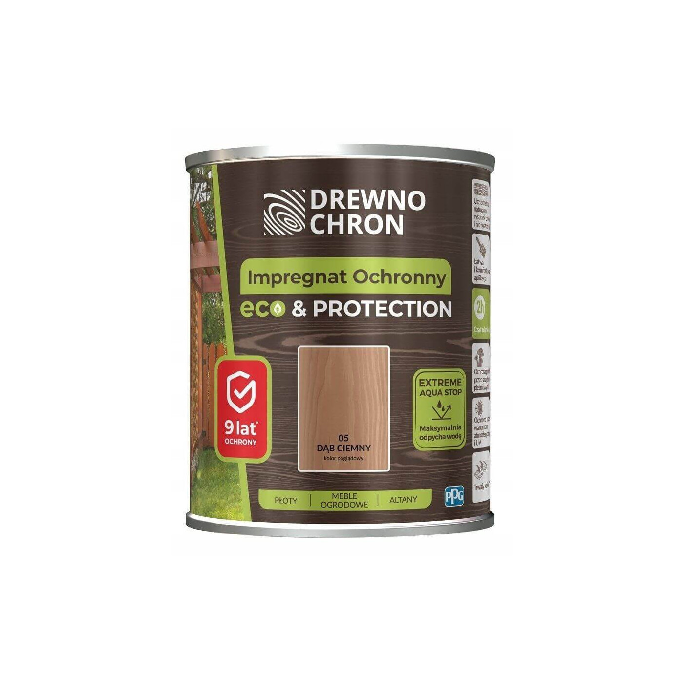 Impregnat Ochronny Eco&Protection Dąb Ciemny 4.5L Drewnochron