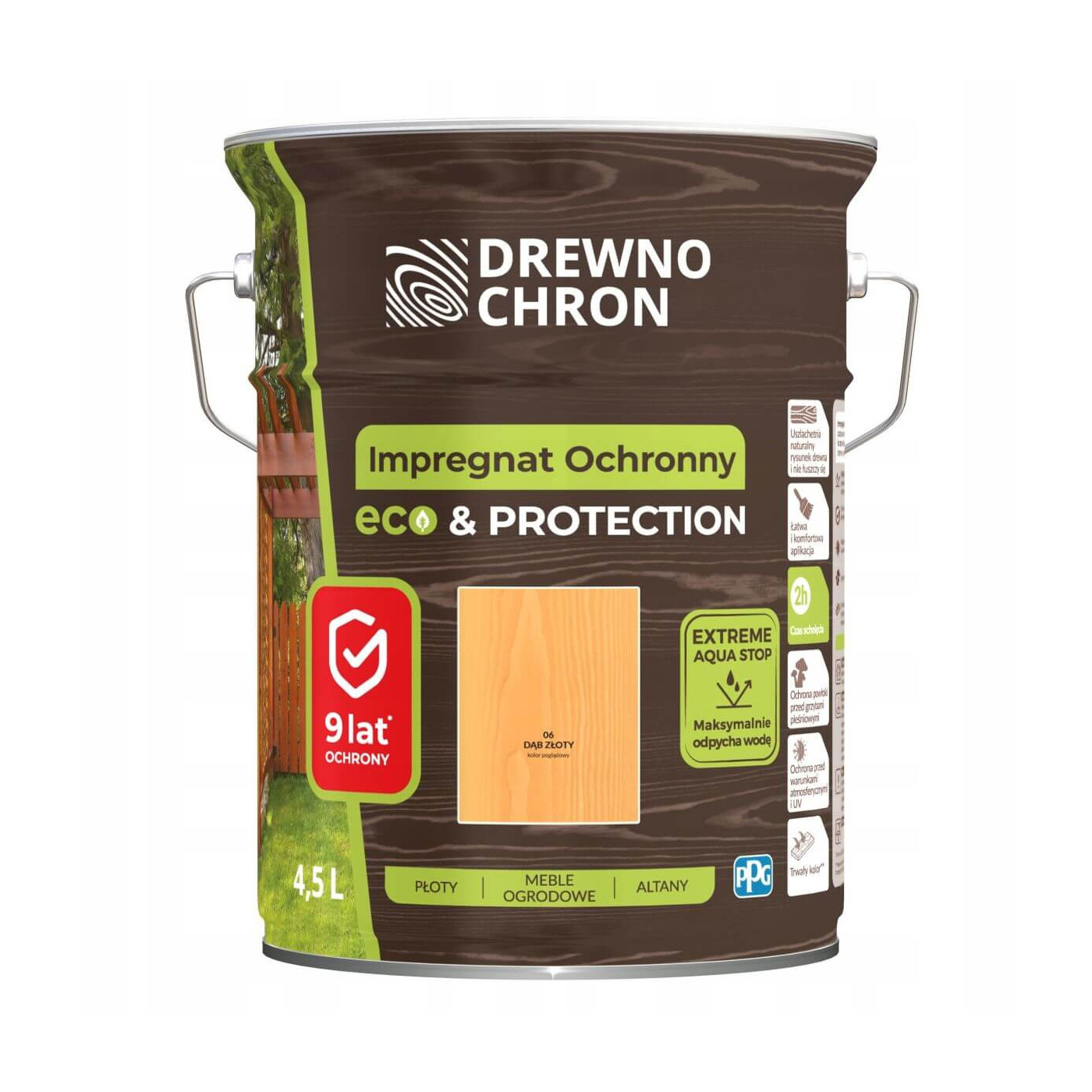 Impregnat Ochronny Eco&Protection Dąb Złoty 4.5L Drewnochron