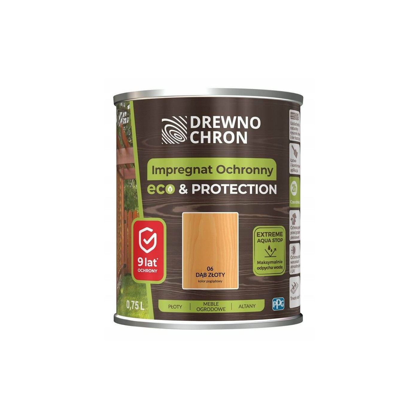 Impregnat Ochronny Eco&Protection Dąb Złoty 0.75L Drewnochron
