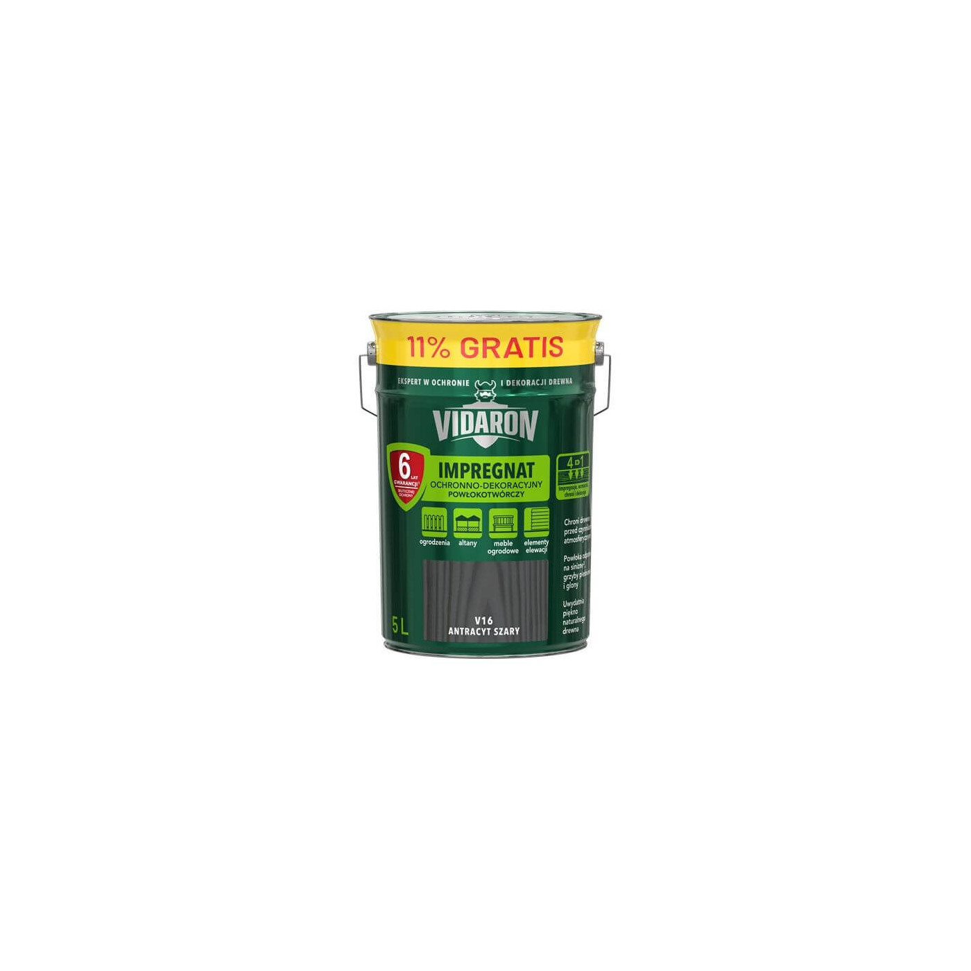 Impregnat Powłokotwórczy 4.5L + 11% Antracyt Szary V16 Vidaron