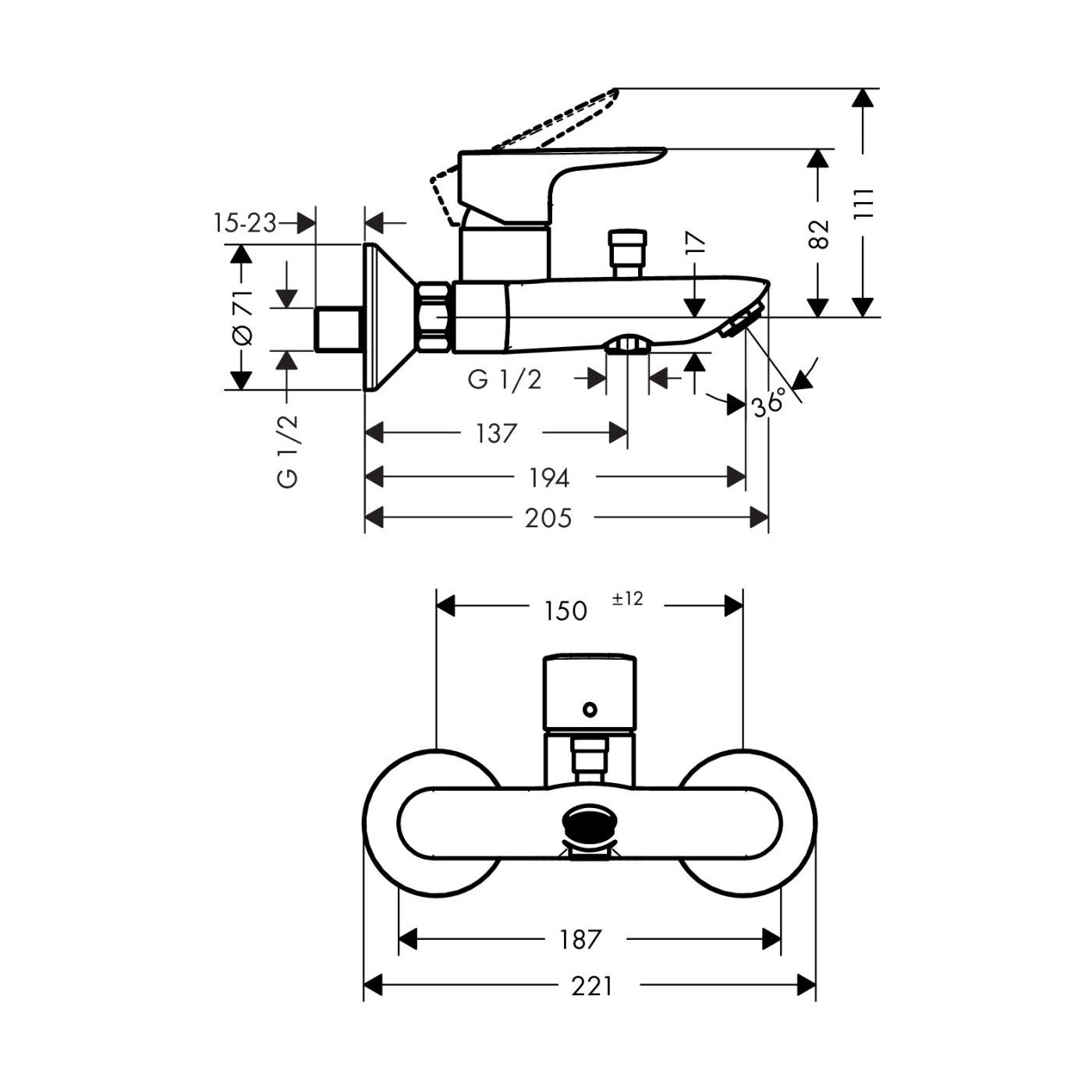 Bateria Wannowa Talis E Brąz Szczotkowany 71740140 Hansgrohe