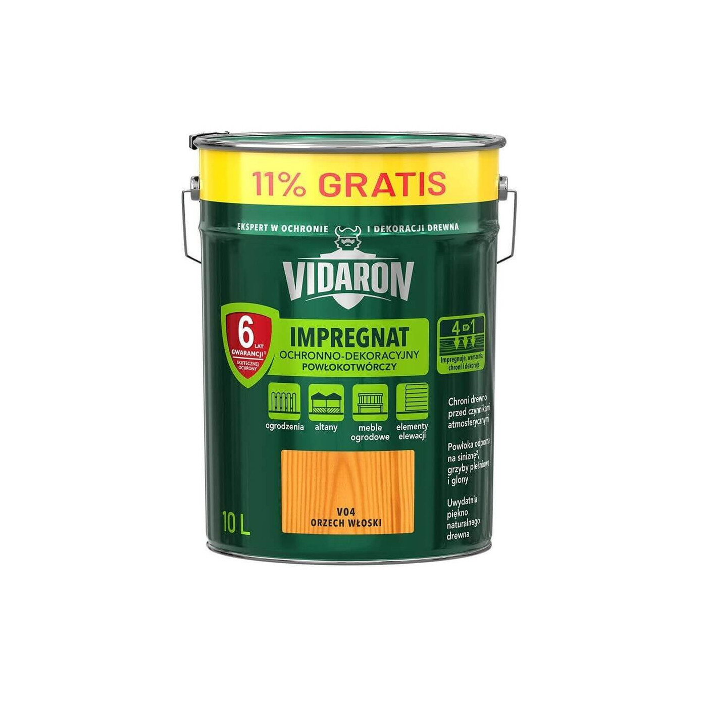 Impregnat Powłokotwórczy Orzech Włoski V04 10 L Vidaron