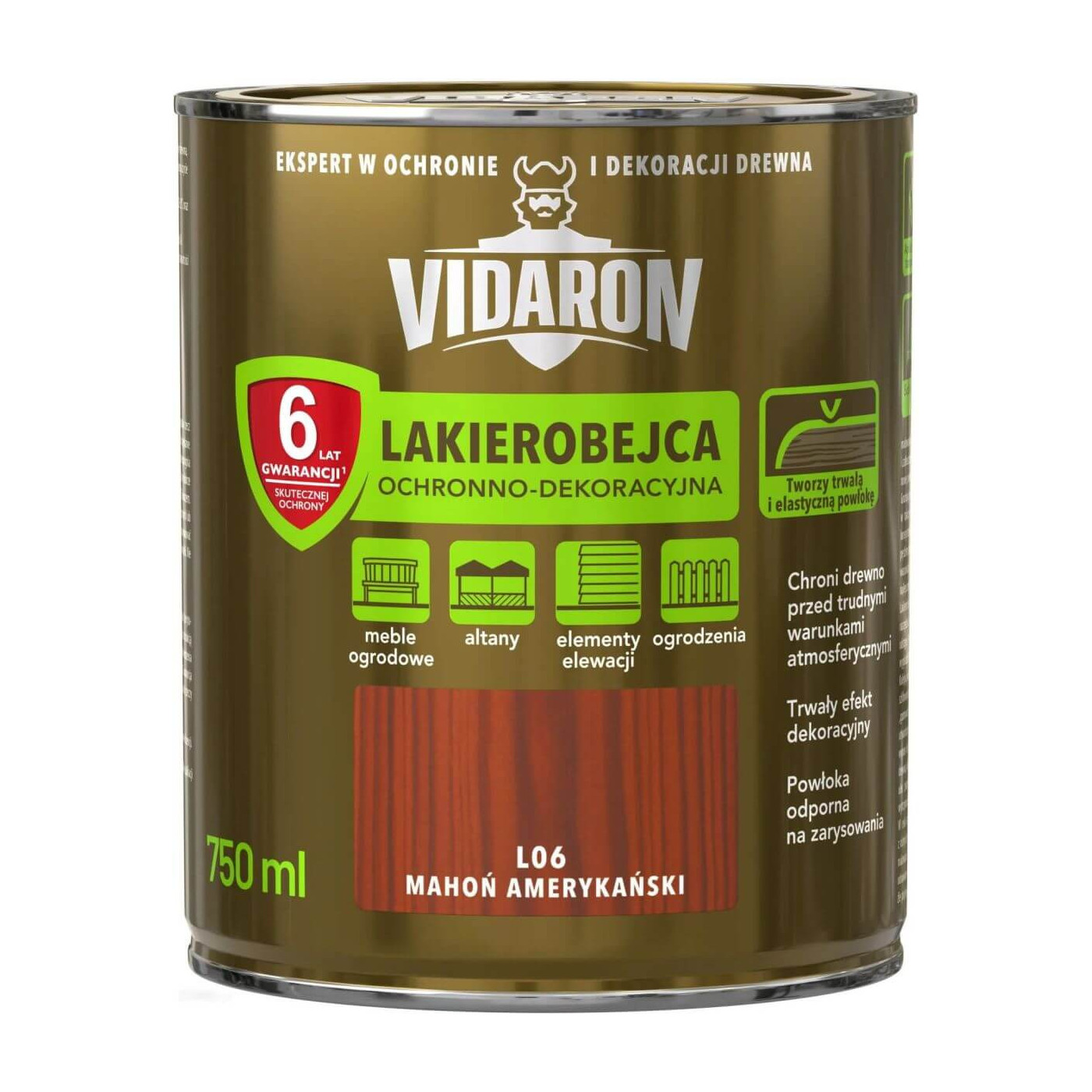 Lakierobejca Ochronno-Dekoracyjna Mahoń Amerykański 0,75L Vidaron