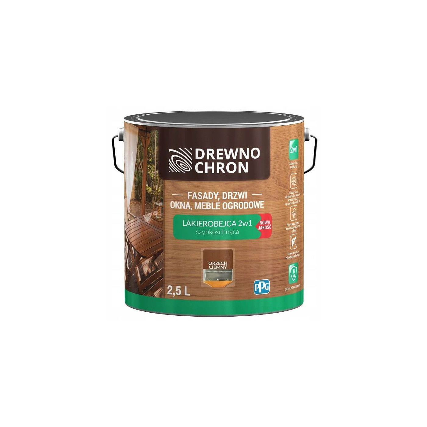 Lakierobejca 2w1 Orzech Ciemny 2.5L Drewnochron