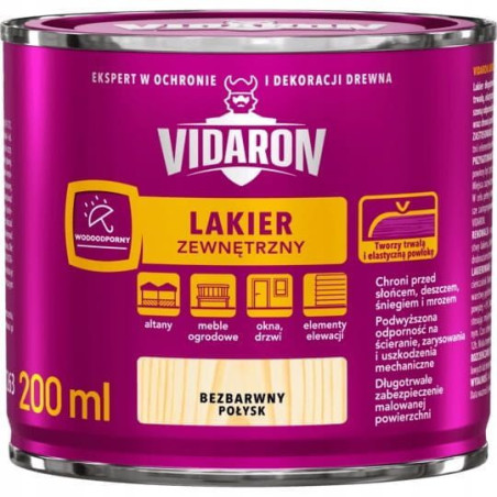 Lakier Zewnętrzny Do Drewna Bezbarwny 0,2L Vidaron