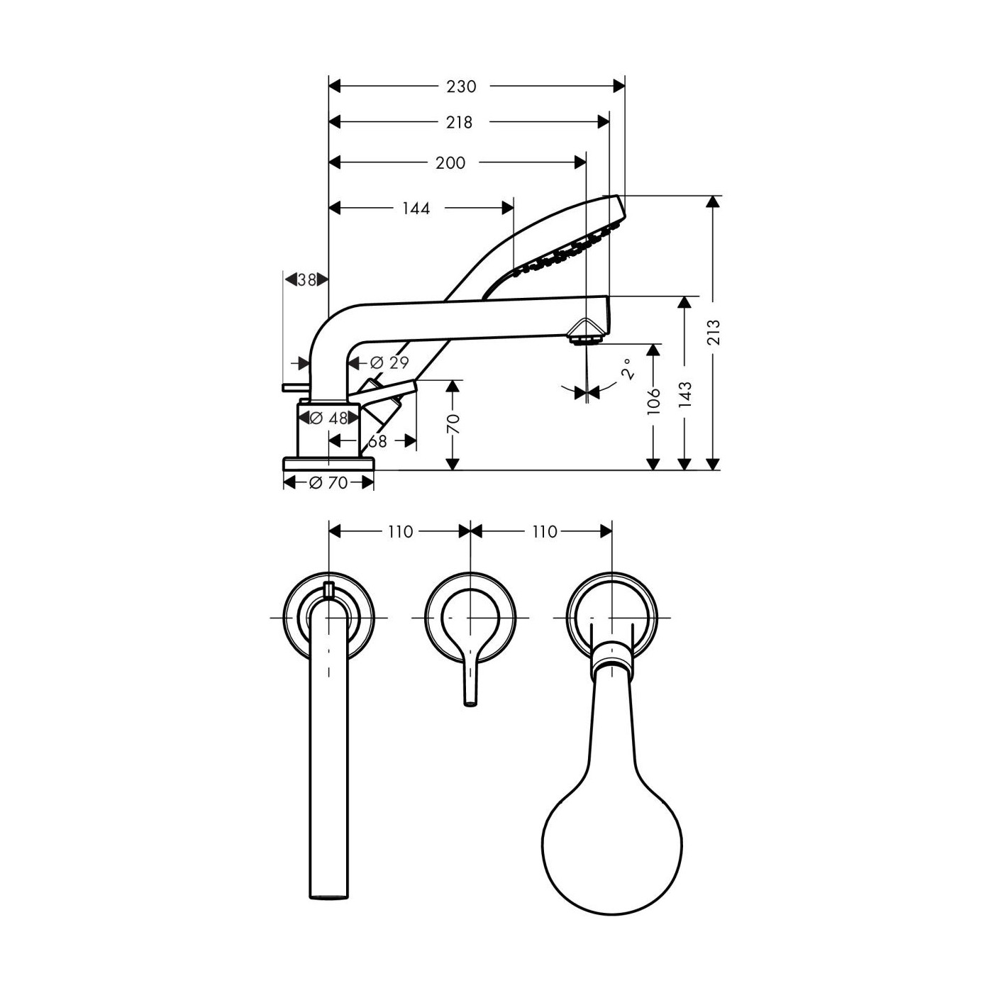 3-Otworowa Bateria Na Brzeg Wanny Talis S Chrom 72416000 Hansgrohe