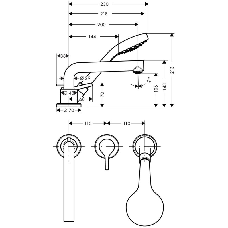 3-Otworowa Bateria Na Brzeg Wanny Talis S Chrom 72416000 Hansgrohe