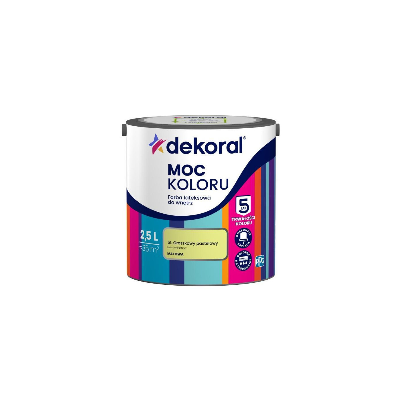 Farba Lateksowa Moc Koloru Groszkowy Pastelowy 2,5l Dekoral