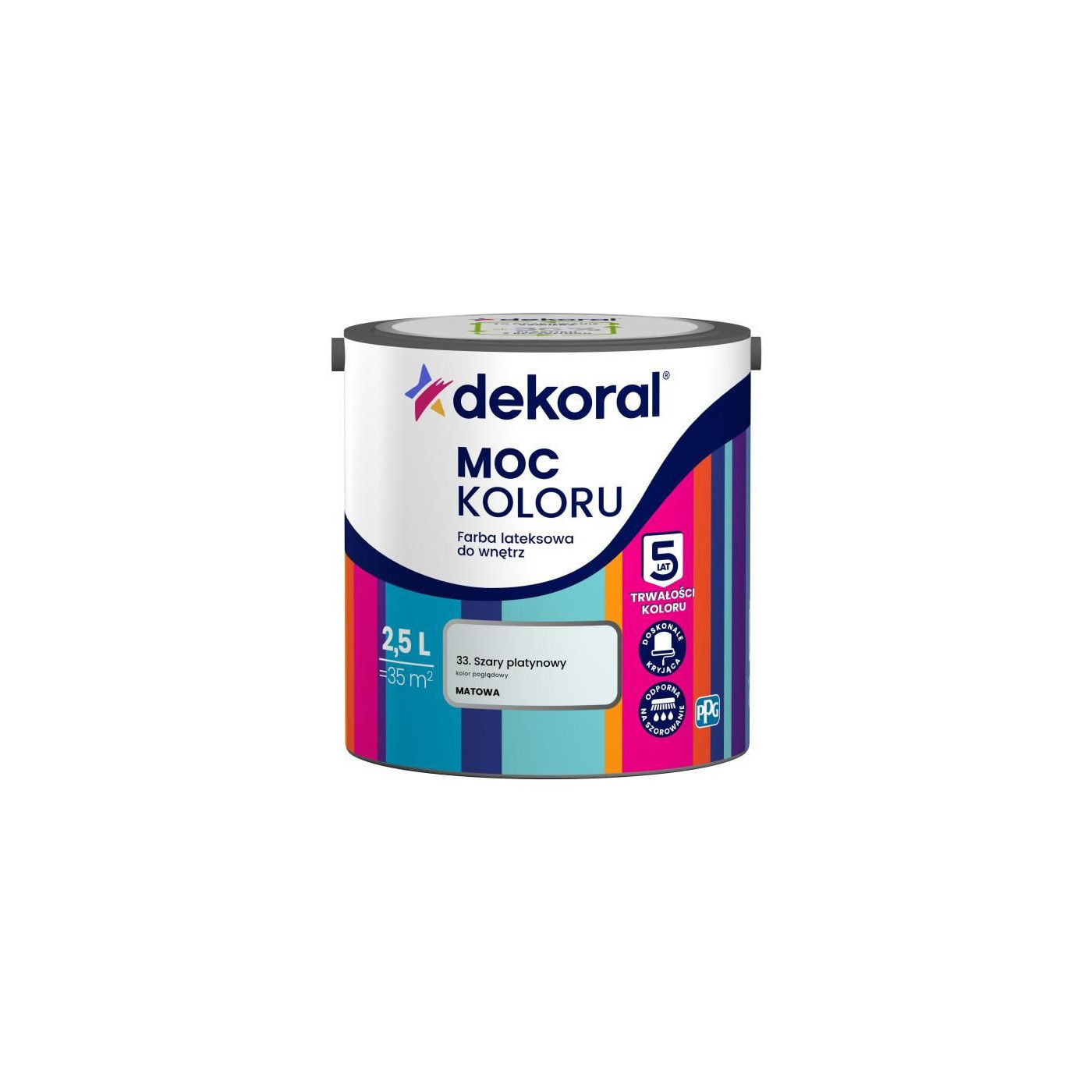 Farba Lateksowa Moc Koloru Szary Platynowy 2,5l Dekoral