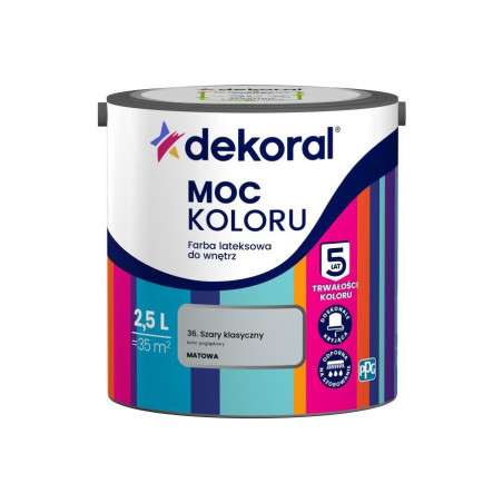 Farba Lateksowa Moc Koloru Szary Klasyczny 2,5l Dekoral