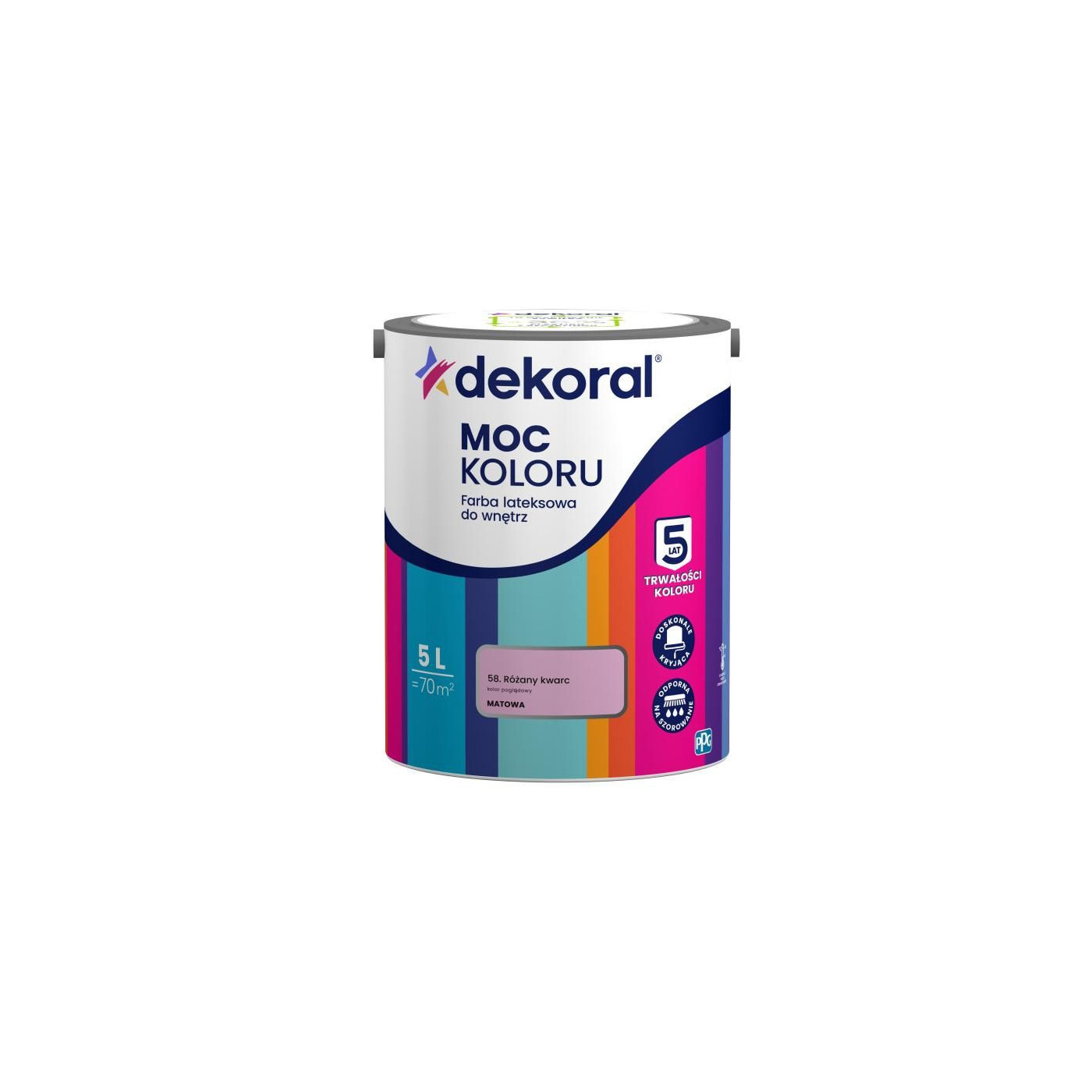 Farba Lateksowa Moc Koloru Różany Kwarc 5l Dekoral