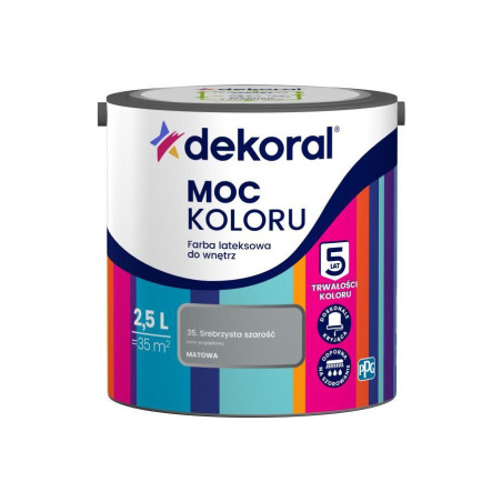 Farba Lateksowa Moc Koloru Srebrzysta Szarość 2,5l Dekoral