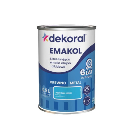 Emalia Olejno-Alkidowa Emakol Strong Lazurowy Jasny Połysk 0,9L Dekoral
