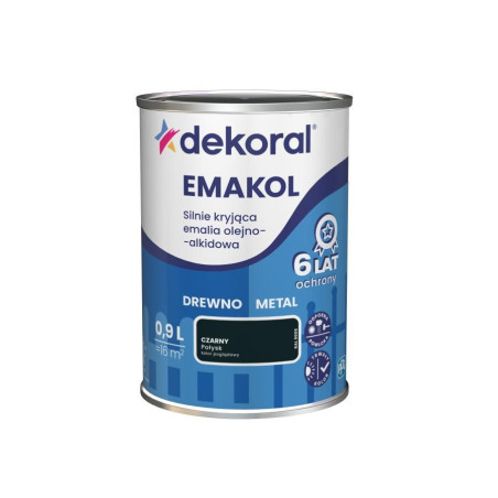 Emalia Olejno-Alkidowa Emakol Strong Czarny Połysk 0,9L Dekoral