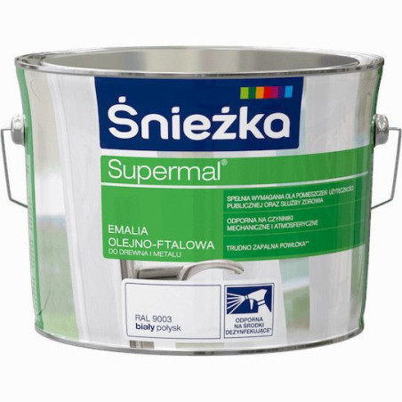 Emalia Olejno-Ftalowa Supermal Biały 0,8L Połysk Śnieżka