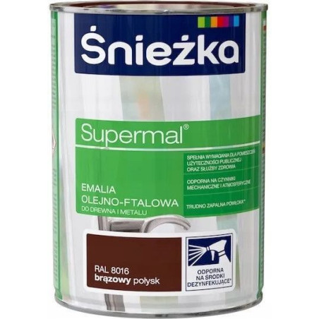 Emalia Olejno-Ftalowa Supermal Brązowy 0,8L Połysk Śnieżka