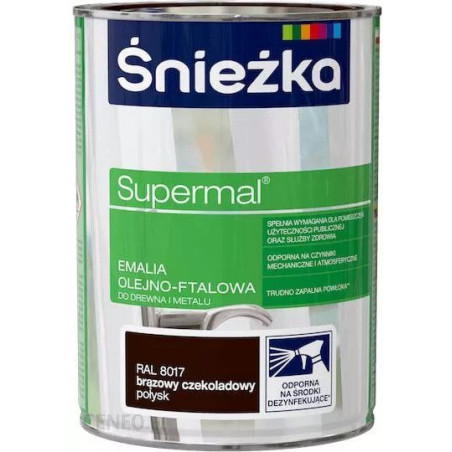 Emalia Olejno-Ftalowa Supermal Brązowy Czekoladowy 0,8L Połysk Śnieżka