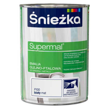 Emalia Olejno-Ftalowa Supermal Biały Mat 0,8L Śnieżka