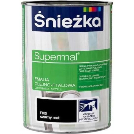 Emalia Olejno-Ftalowa Supermal Czarny Mat 0,8L Śnieżka